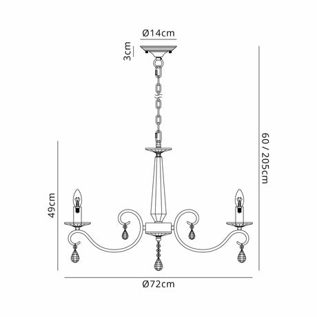 Spellman Crystal Pendant 8 Light Without Shade