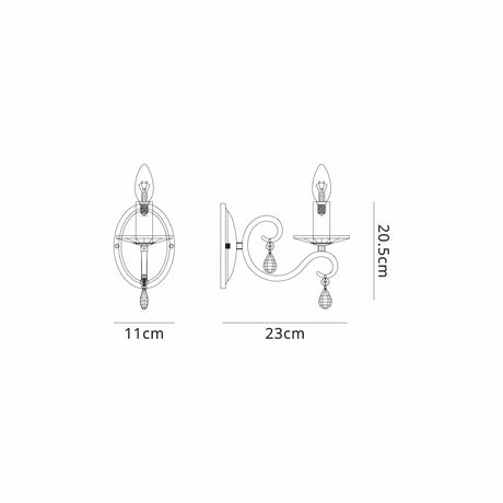 Spellman Crystal Wall Lamp 1 Light Without Shade