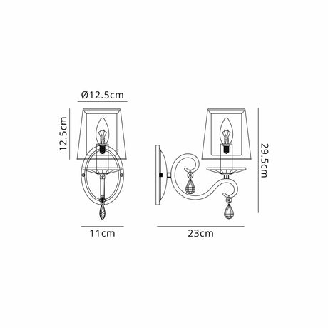 Spellman Crystal Wall Lamp 1 Light With Shade (B)