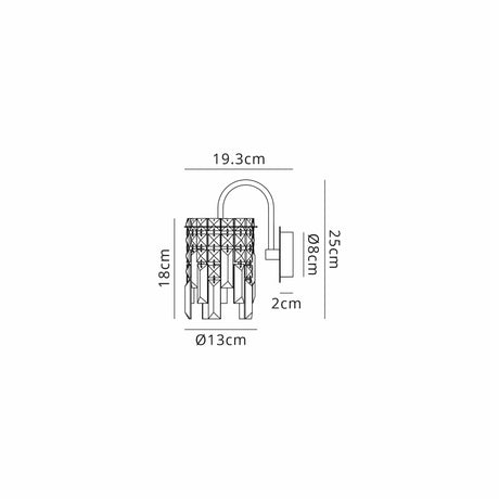 Styles Wall Light, 1 x G9, IP44, Polished Chrome/Crystal