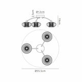Greaves Flush Ceiling Light, 3 x G9, Antique Brass/Cognac Glass/Clear Crystal