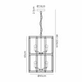 Ellison Medium Round Column Pendant, 8 x E27, Antique Brass