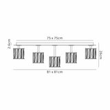 Swindlehirs Square 13 x G9 Flush Light Chrome/Clear Crystal Shade
