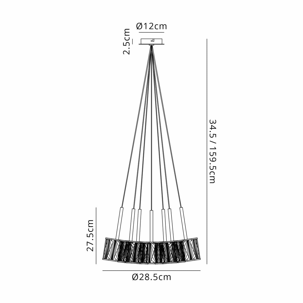 Swindlehirs Satin Black 7 x G9 1.5m Cluster Pendant