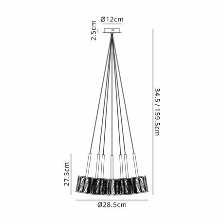 Swindlehirs Satin Black 7 x G9 1.5m Cluster Pendant
