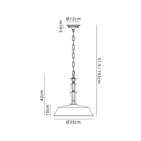 Embieton Crystal Pendant, 1 Light E27, Polished Nickel/Clear Crystal/White 35cm Angled Metal Shade