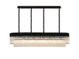 Longhorn 180 x 40cm Linear Pendant, 9 Light E14, Matt Black/Clear Sculpted Glass