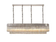 Longhorn 180 x 40cm Linear Pendant, 9 Light E14, Polished Nickel/Cognac Sculpted Glass