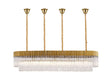 Longhorn 180 x 40cm Linear Pendant With Bell Cup, 9 Light E14, Brass/Clear Sculpted Glass