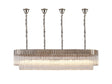 Longhorn 180 x 40cm Linear Pendant With Bell Cup, 9 Light E14, Polished Nickel/Clear Sculpted Glass