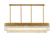 Longhorn 200 x 40cm Linear Pendant, 10 Light E14, Brass/Cognac Sculpted Glass