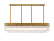 Longhorn 200 x 40cm Linear Pendant, 10 Light E14, Brass/Clear Sculpted Glass