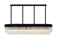 Longhorn 200 x 40cm Linear Pendant, 10 Light E14, Matt Black/Clear Sculpted Glass