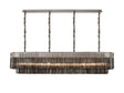 Longhorn 200 x 40cm Linear Pendant, 10 Light E14, Polished Nickel/Smoked Sculpted Glass