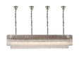 Longhorn 200 x 40cm Linear Pendant With Bell Cup, 10 Light E14, Polished Nickel/Clear Sculpted Glass