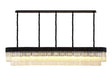 Longhorn 225 x 40cm Linear Pendant, 12 Light E14, Matt Black/Cognac Sculpted Glass