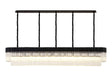 Longhorn 225 x 40cm Linear Pendant, 12 Light E14, Matt Black/Clear Sculpted Glass