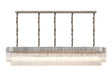 Longhorn 225 x 40cm Linear Pendant, 12 Light E14, Polished Nickel/Clear Sculpted Glass