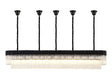 Longhorn 225 x 40cm Linear Pendant With Bell Cup, 12 Light E14, Matt Black/Clear Sculpted Glass