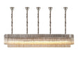 Longhorn 225 x 40cm Linear Pendant With Bell Cup, 12 Light E14, Polished Nickel/Cognac Sculpted Glass