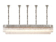 Longhorn 225 x 40cm Linear Pendant With Bell Cup, 12 Light E14, Polished Nickel/Clear Sculpted Glass