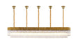 Longhorn 250 x 40cm Linear Pendant With Bell Cup, 13 Light E14, Brass/Clear Sculpted Glass