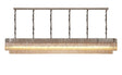 Longhorn 300 x 40cm Linear Pendant, 16 Light E14, Polished Nickel/Cognac Sculpted Glass