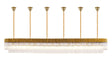 Longhorn 300 x 40cm Linear Pendant With Bell Cup, 16 Light E14, Brass/Clear Sculpted Glass