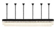 Longhorn 300 x 40cm Linear Pendant With Bell Cup, 16 Light E14, Matt Black/Clear Sculpted Glass