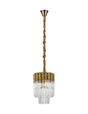 Longhorn 30cm Pendant Round 4 x E14, Brass/Clear Sculpted Glass