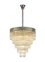 Longhorn 80cm Pendant Round 5 Tier 19 x E14, Polished Nickel/Clear Sculpted Glass (30.2kg)