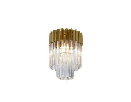 Longhorn 30cm Flush Ceiling Round 3 x E14, Brass/Clear Sculpted Glass