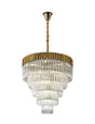 Longhorn 80cm Pendant Round 5 Tier 19 x E14, Brass/Clear Sculpted Glass (30.2kg)