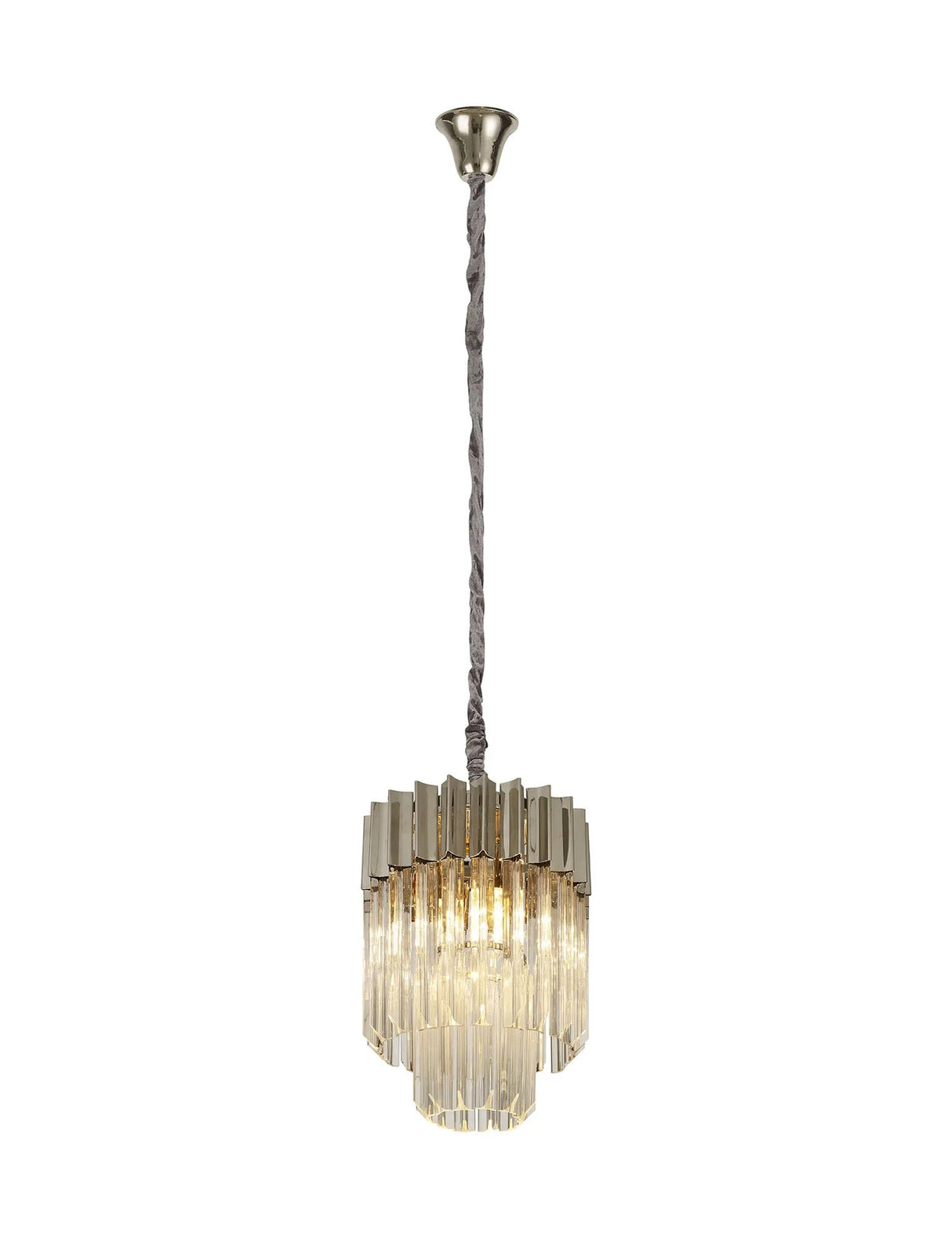Longhorn 30cm Pendant Round 4 x E14, Polished Nickel/Clear Sculpted Glass