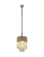 Longhorn 30cm Pendant Round 4 x E14, Polished Nickel/Clear Sculpted Glass