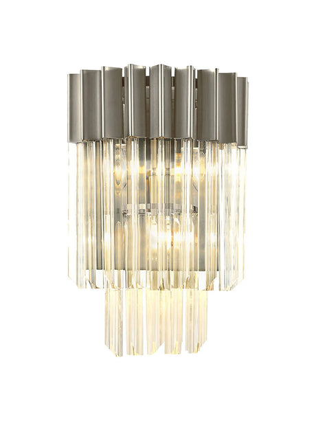 Longhorn 27.5 x H41cm Wall 3 x E14, Polished Nickel/Clear Sculpted Glass