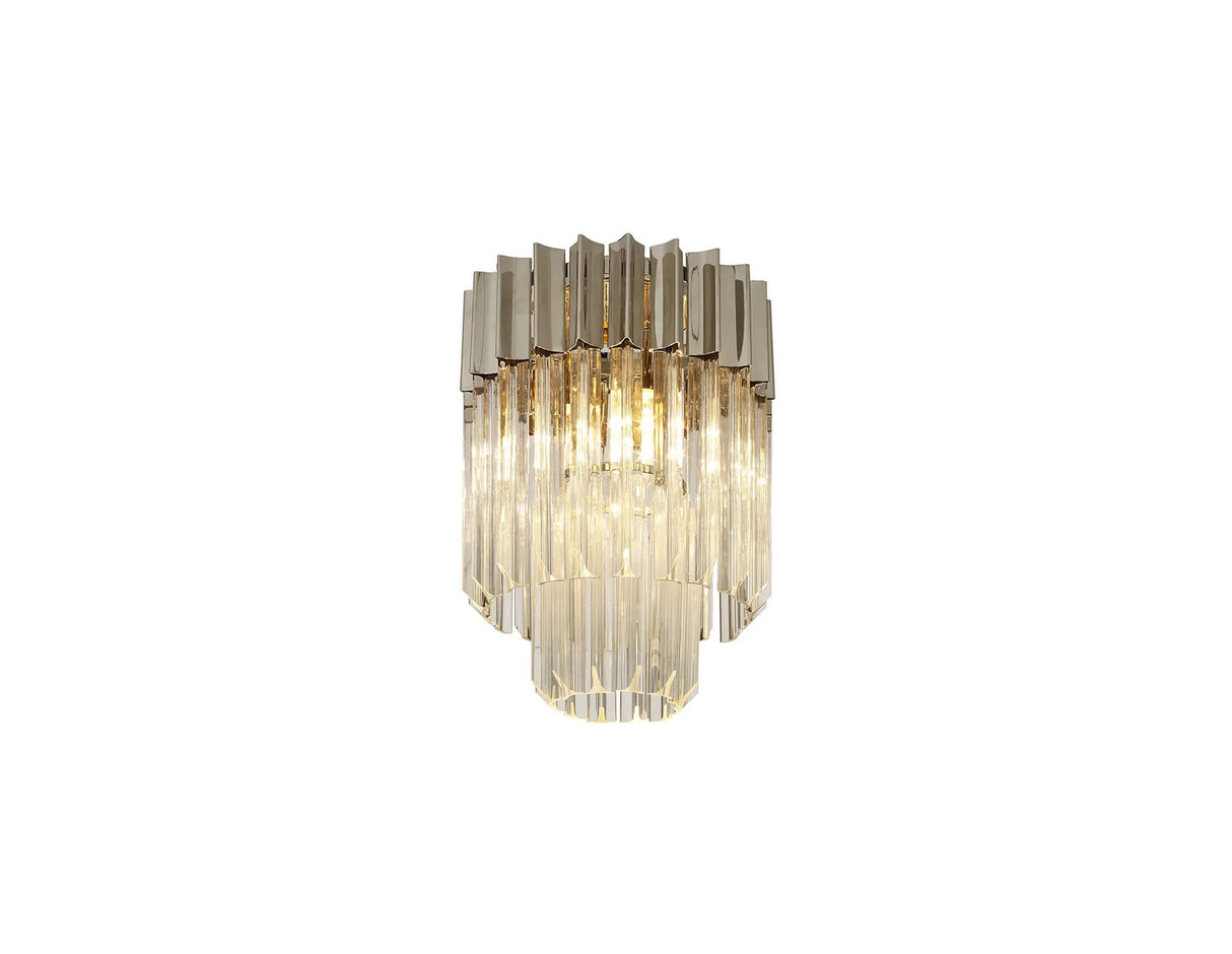 Longhorn 30cm Flush Ceiling Round 3 x E14, Polished Nickel/Clear Sculpted Glass