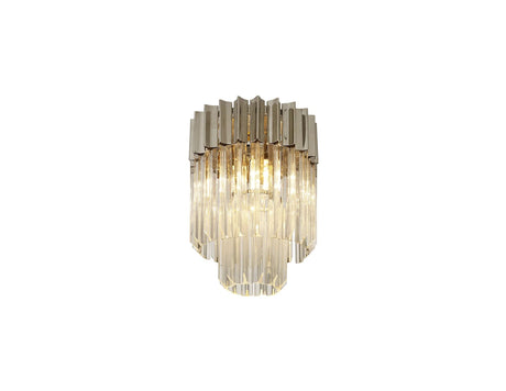 Longhorn 30cm Flush Ceiling Round 3 x E14, Polished Nickel/Clear Sculpted Glass