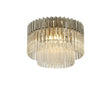 Longhorn 60cm Flush Ceiling Round 7 x E14, Polished Nickel/Clear Sculpted Glass (15kg)