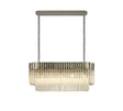 Longhorn 100 x 32cm Linear Pendant Rectangle 5 x E14, Polished Nickel/Clear Sculpted Glass (21.2kg)
