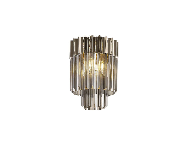 Longhorn 30cm Flush Ceiling Round 3 x E14, Polished Nickel/Smoke Sculpted Glass