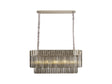 Longhorn 100 x 32cm Linear Pendant Rectangle 5 x E14, Polished Nickel/Smoke Sculpted Glass