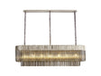 Longhorn 150 x 40cm Linear Pendant Rectangle 7 x E14, Polished Nickel/Smoke Sculpted Glass