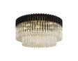 Longhorn 80cm Flush Ceiling Round 12 x E14, Matt Black/Clear Sculpted Glass (29kg)