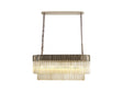 Longhorn 100 x 32cm Linear Pendant Rectangle 5 x E14, Polished Nickel/Cognac Sculpted Glass