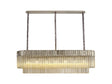 Longhorn 150 x 40cm Linear Pendant Rectangle 7 x E14, Polished Nickel/Cognac Sculpted Glass
