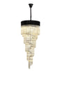 Longhorn 70cm Pendant Round 5 Tier 23 x E14, Matt Black/Cognac Sculpted Glass