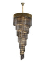 Longhorn 90cm Pendant Round 7 Tier 31 x E14, Brass/Smoke Sculpted Glass
