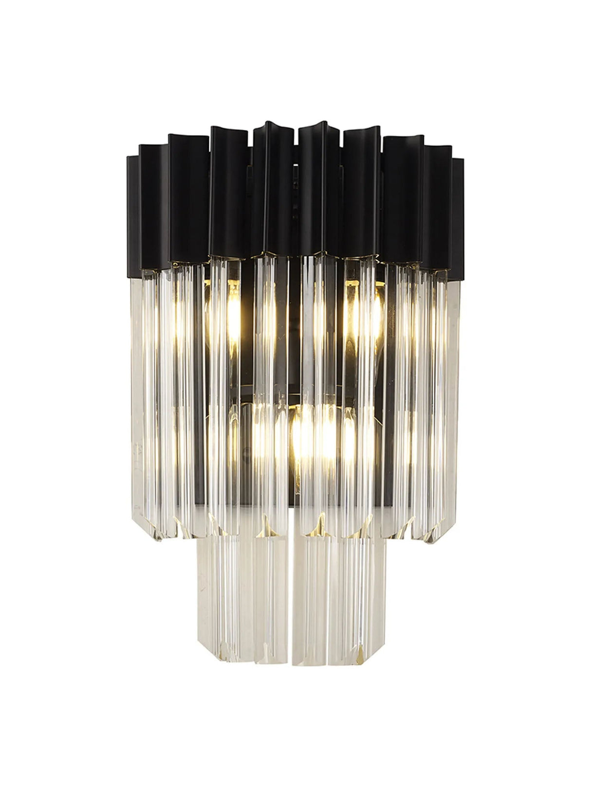 Longhorn 27.5 x H41cm Wall 3 x E14, Matt Black/Clear Sculpted Glass