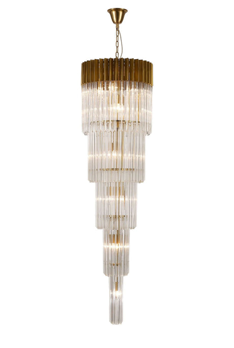 Longhorn 50cm 5 Tier Pendant 18 Light Brass/Clear